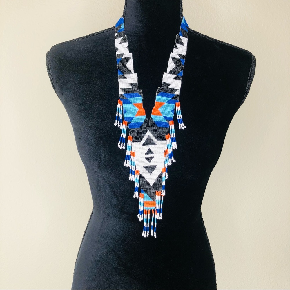 BEADED Southwestern STATEMENT NECKLACE SET